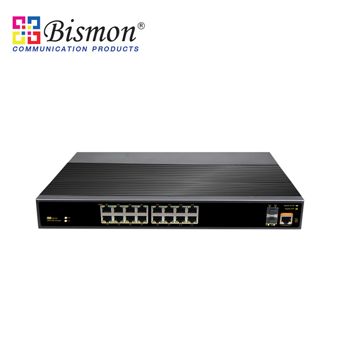 1U-Rack-19inch-16-Port-RJ45-100-1000M-2-SFP-1000M-Indutrial-Switch-Managed-L2